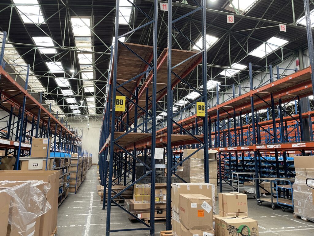 Shelves in the warehouse